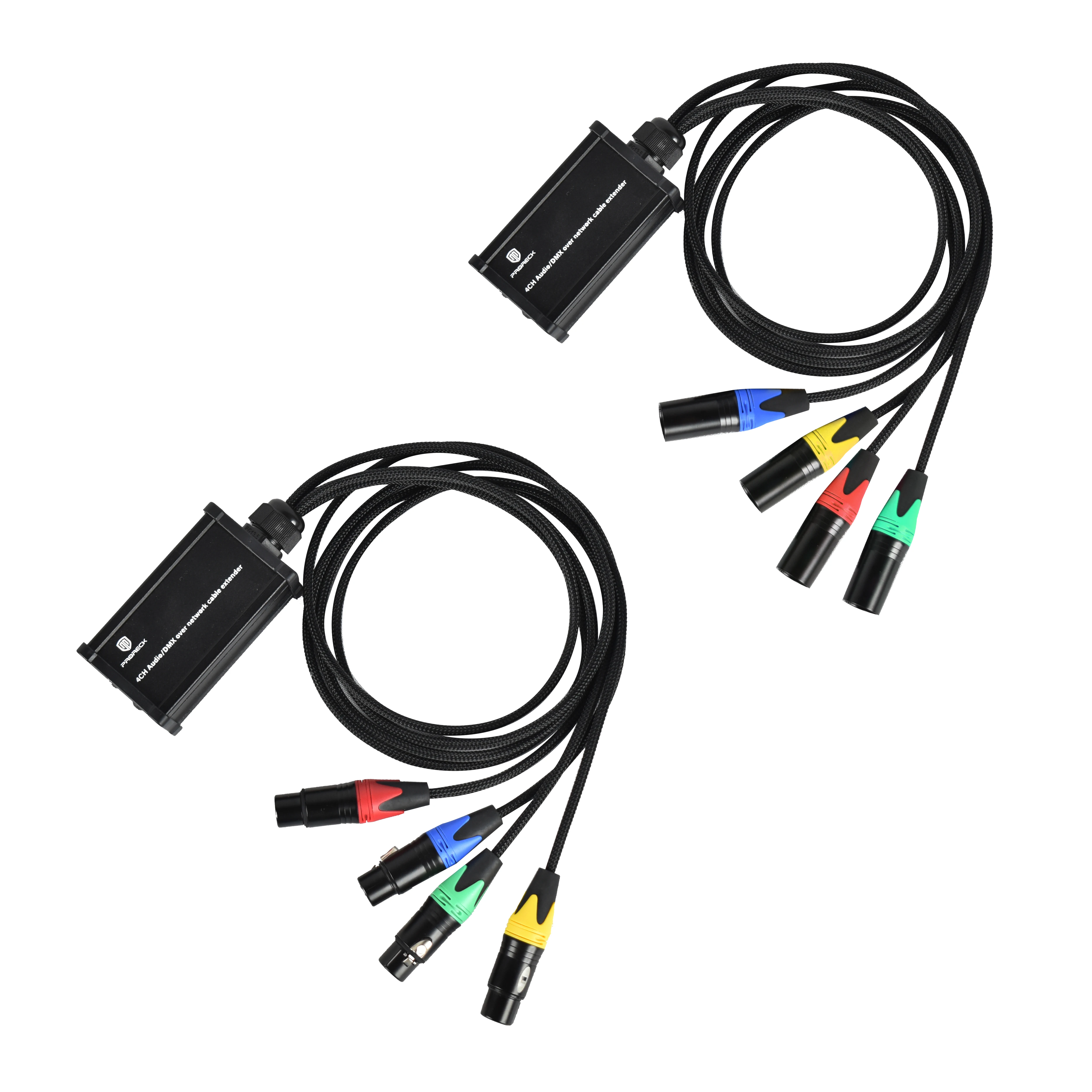 proreck-pa-4-ネットワークコンバータ-rj45-シールド付き-4-チャンネル-3pin-xlr-オス-メスコネクタマルチネットワークレシーバーケーブル