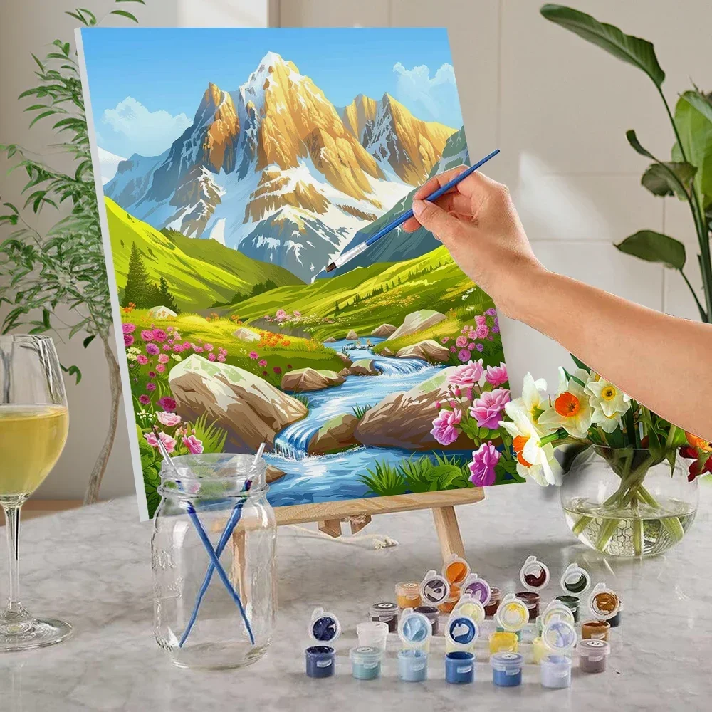 122747 DIY hand-painted graffiti painting for mountains and rivers, suitable for holiday leisure creation, holiday gift