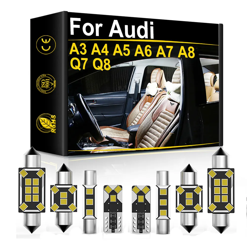 For Audi A3 S3 8L 8P 8V A4 S4 B5 B6 B7 B8 A5 S5 A6 S6 C5 C6 C7 A7 S7 A8 S8 D3 Q5 SQ5 Q7 4L LED Interior Light Canbus Accessories