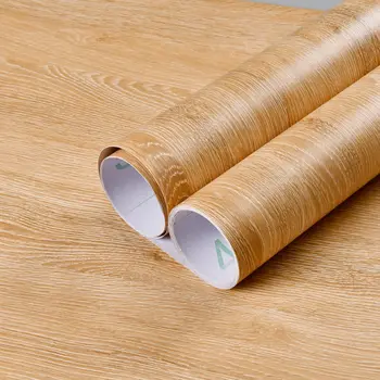 PVCYellow Oak Grain مقاوم للماء خلفية الفينيل ذاتية اللصق ديكور ورق اتصال للمنزل قشر وعصا ملصقات الحائط القابلة للإزالة