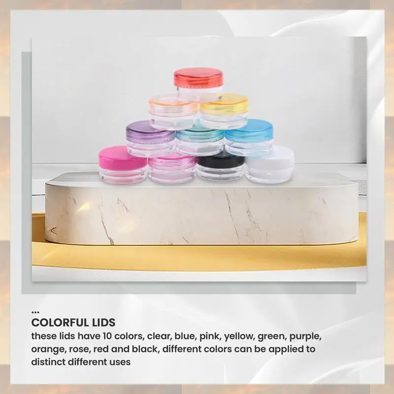 

Flash Trend 300 Pieces Plastic Pot Jars Empty Cosmetic Container With Lid For Creams Sample Make-Up Storage, 5 G, 10 Colors