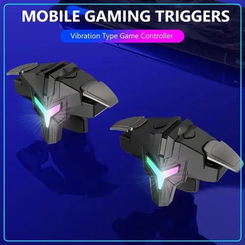 Imagen 1 del producto Gatillo de juego móvil RGB/mecánico de 4 dedos para PUBG, Joystick de juego móvil, botón de disparo de puntería para teléfonos móviles, 1/2 Uds.