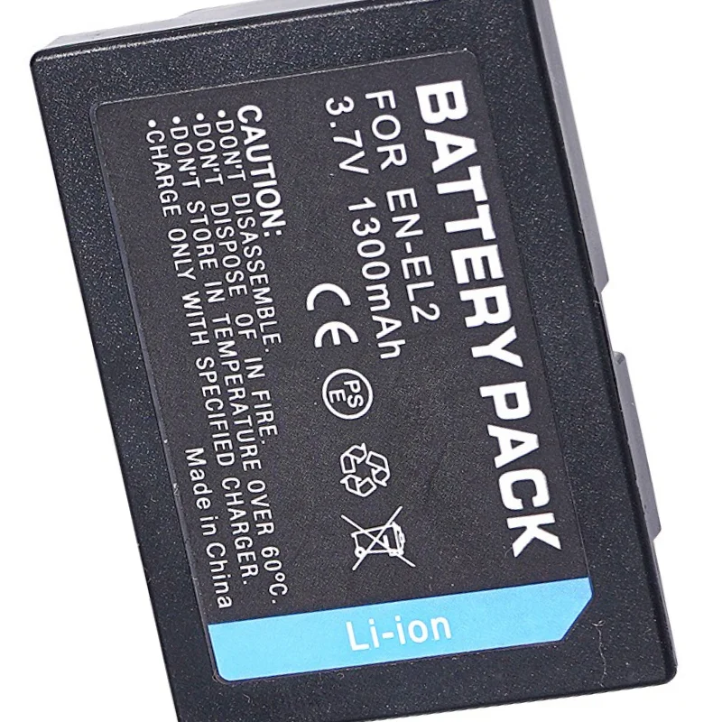 니콘 9904/COOLPIX 2500/3500/SQ용 EN-EL2 1300mAh 카메라 리튬 배터리, 긴 배터리 수명