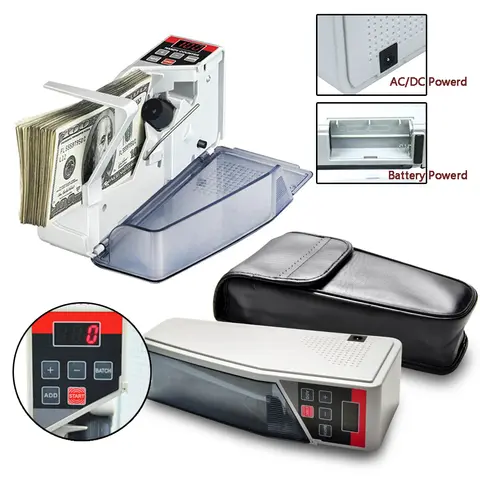 Worldwide Bill Cash Banknote Counter Money Currency Counting Machine Banknote Currency Counter for Most Note Bill Counters