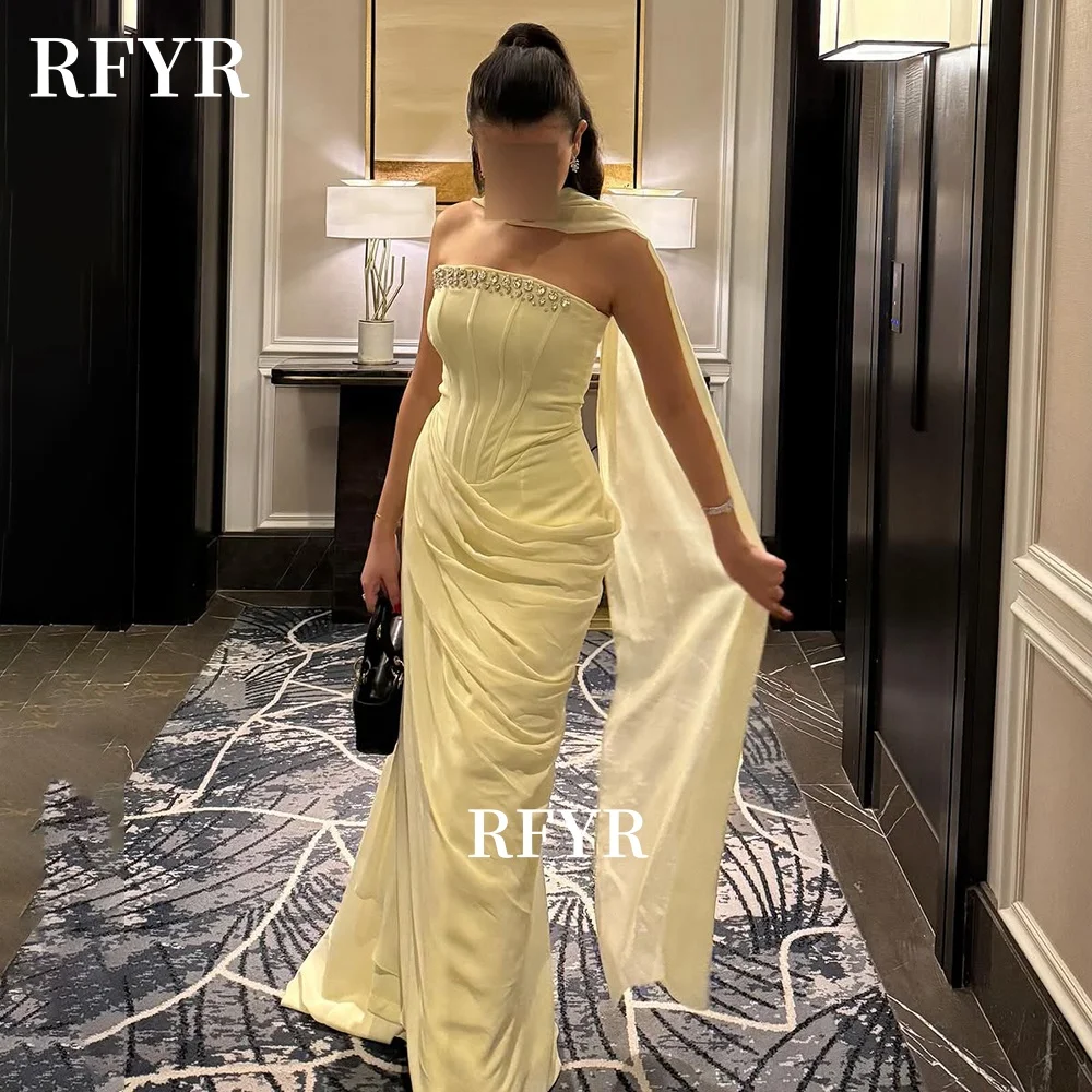

RFYR Mermaid Prom Dress Fish Bones Beaded Party Dress Crystal Stones Chiffon Evening Gowns for Women فستان سهرة Customized