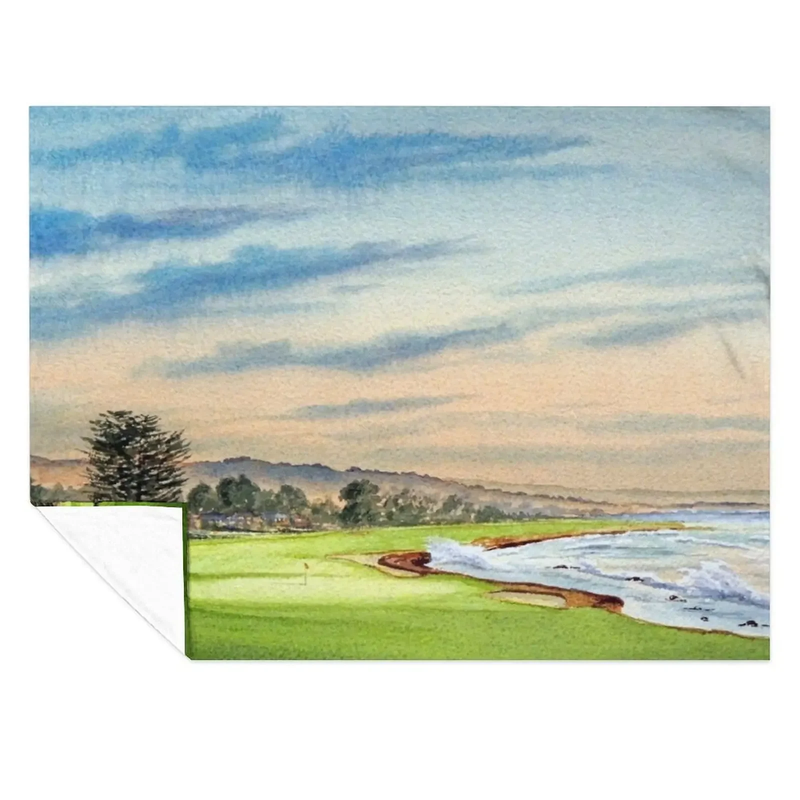 

Pebble Beach Golf Course 18Th Hole Throw Blanket for winter Plaid Plaid on the sofa warm winter Blankets