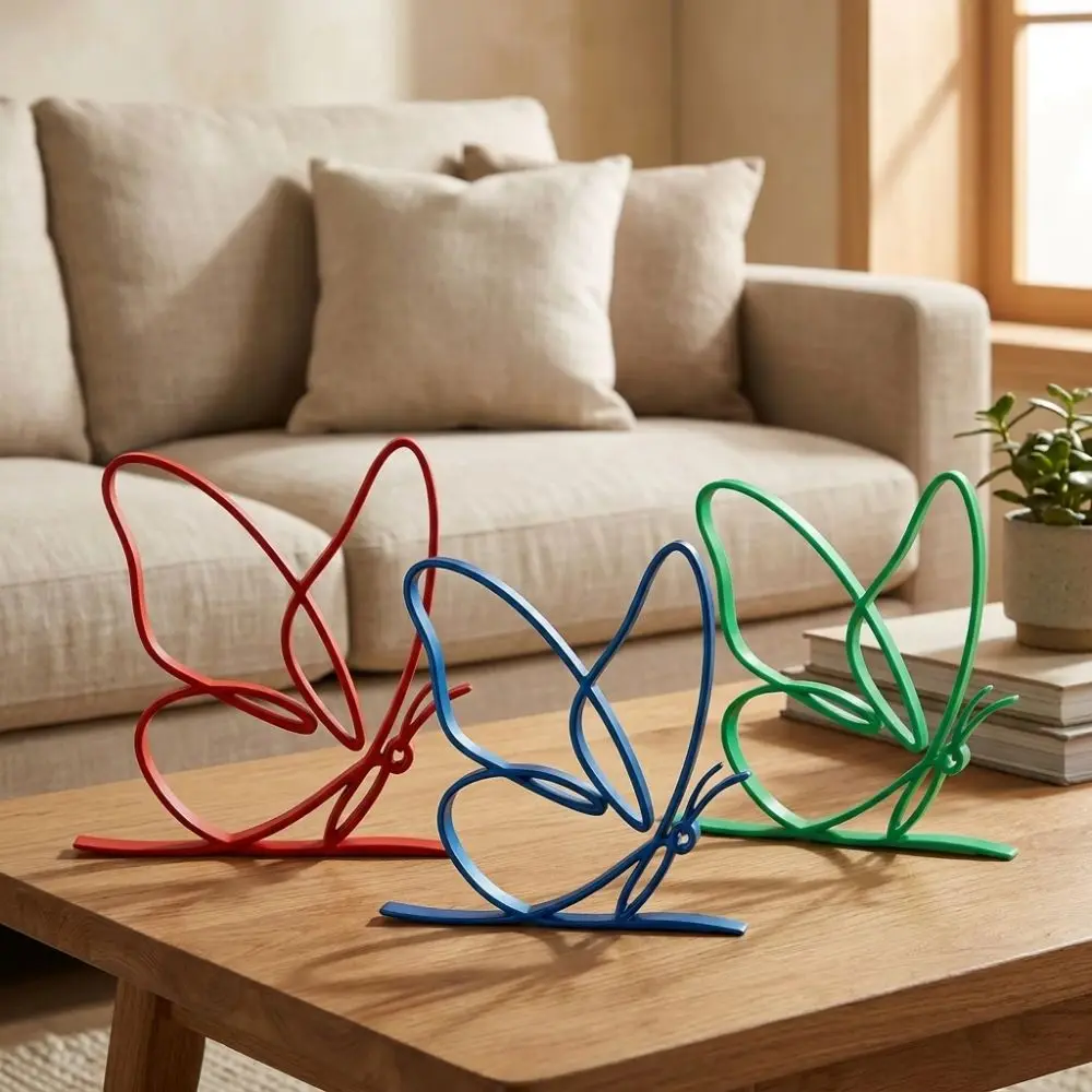 Minimalist Line Art Butterfly Tabletop Sculpture 3D Printed Modern Butterfly Abstract Ornament Uninterrupted Plastic
