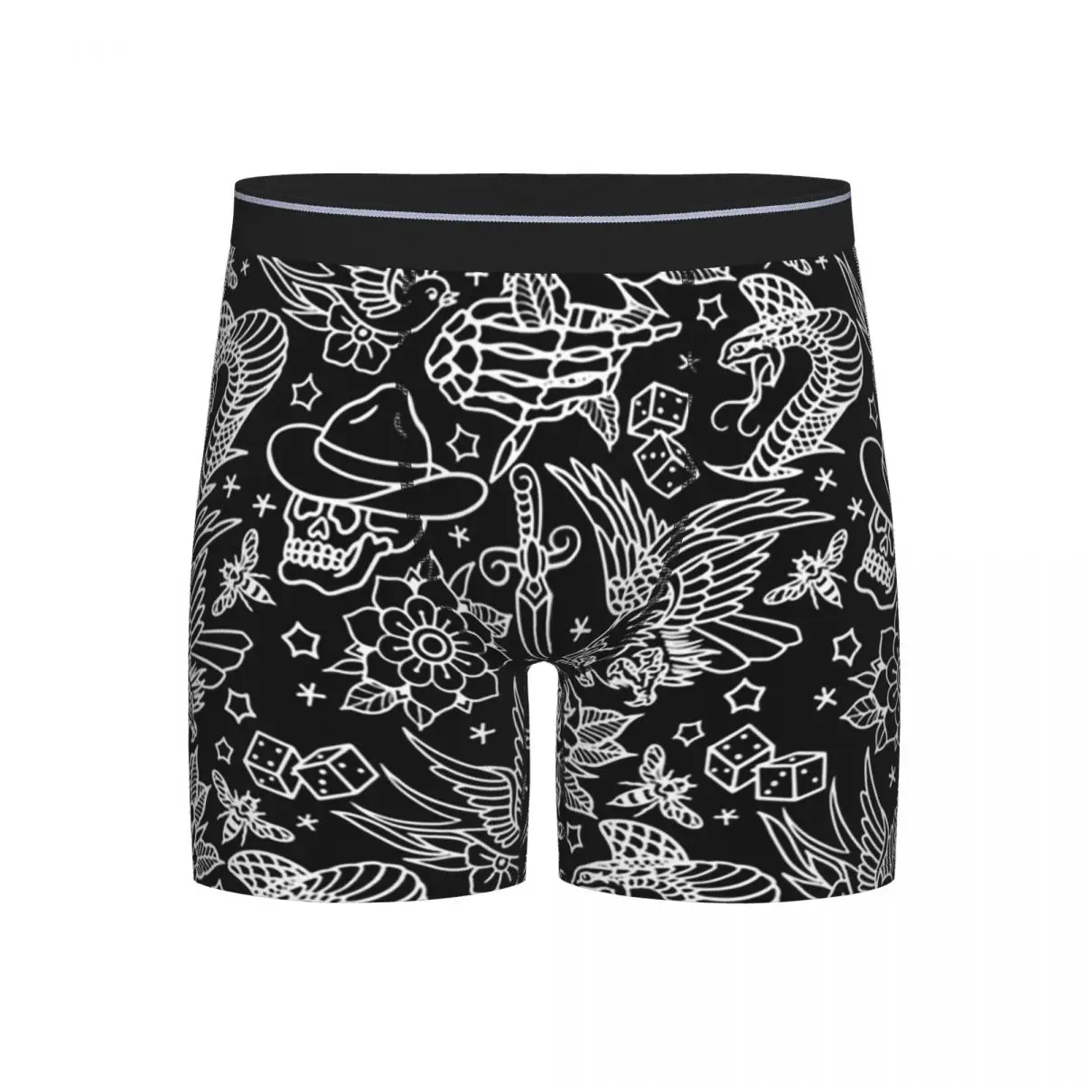 

Long Boxer Underpants Shorts American Traditional Tattoo Flash Print Panties Men's Underwear for Homme Man Boyfriend Gift