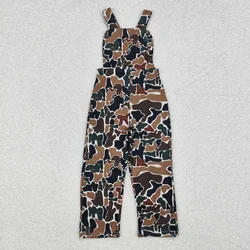 Wholesale Infant Buttons Overalls Baby Boy Jumpsuit Toddler Children Sleeveless Dark Brown Camo Kids Pants Romper