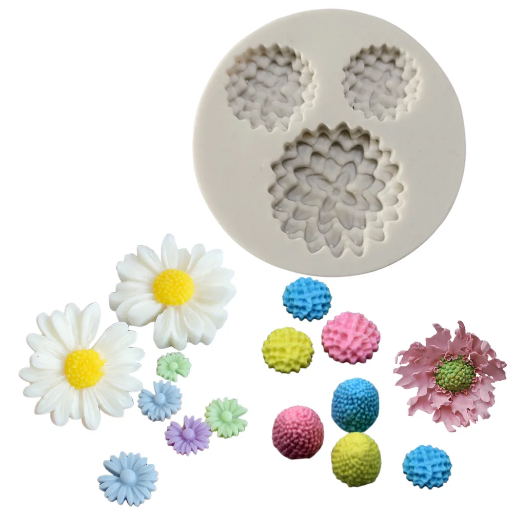 Kinds Daisy Sunflower Heart Silicone Mold Cordyceps Stamen Soft Pottery Clay Dry Pace Sugarcraft Fondant Moule Silicone M2904