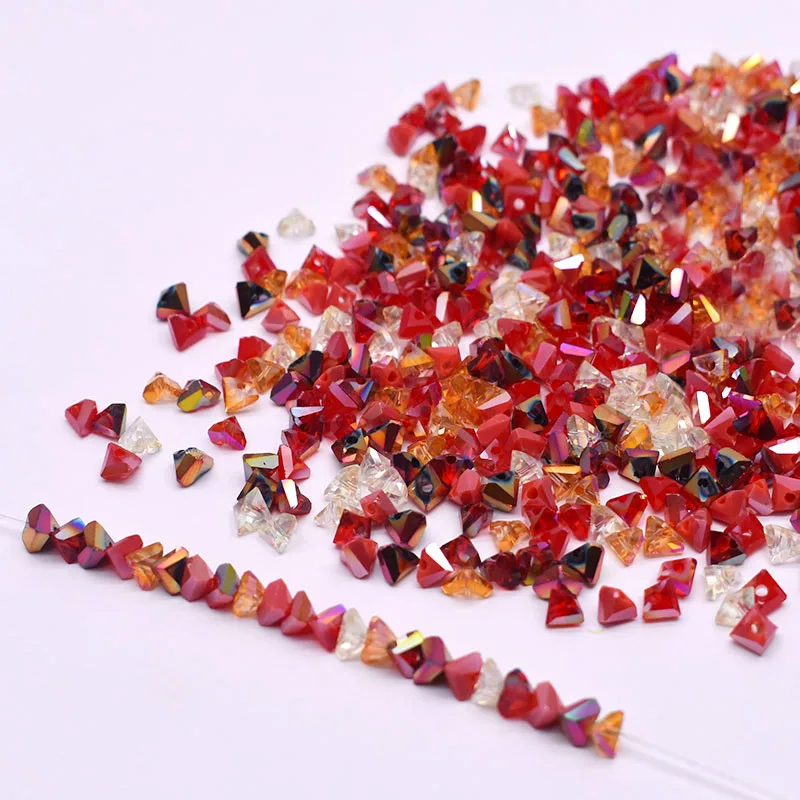 Neue Mischfarbe Rot 6mm Facettierte Dreieck Glasperlen Lose Spacer Glasperlen Für Schmuck Machen Ohrringe DIY
