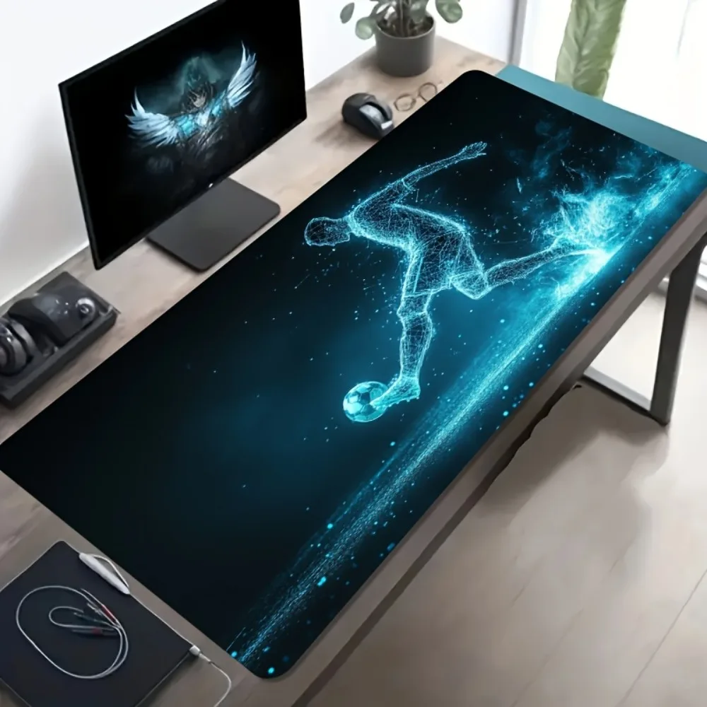 CIFBUY Extra Large Gaming Mouse Pad Blue Tech Soccer Dynamic Non-slip Washable Rubber  Oversized Desk Mat Office Computer Decor