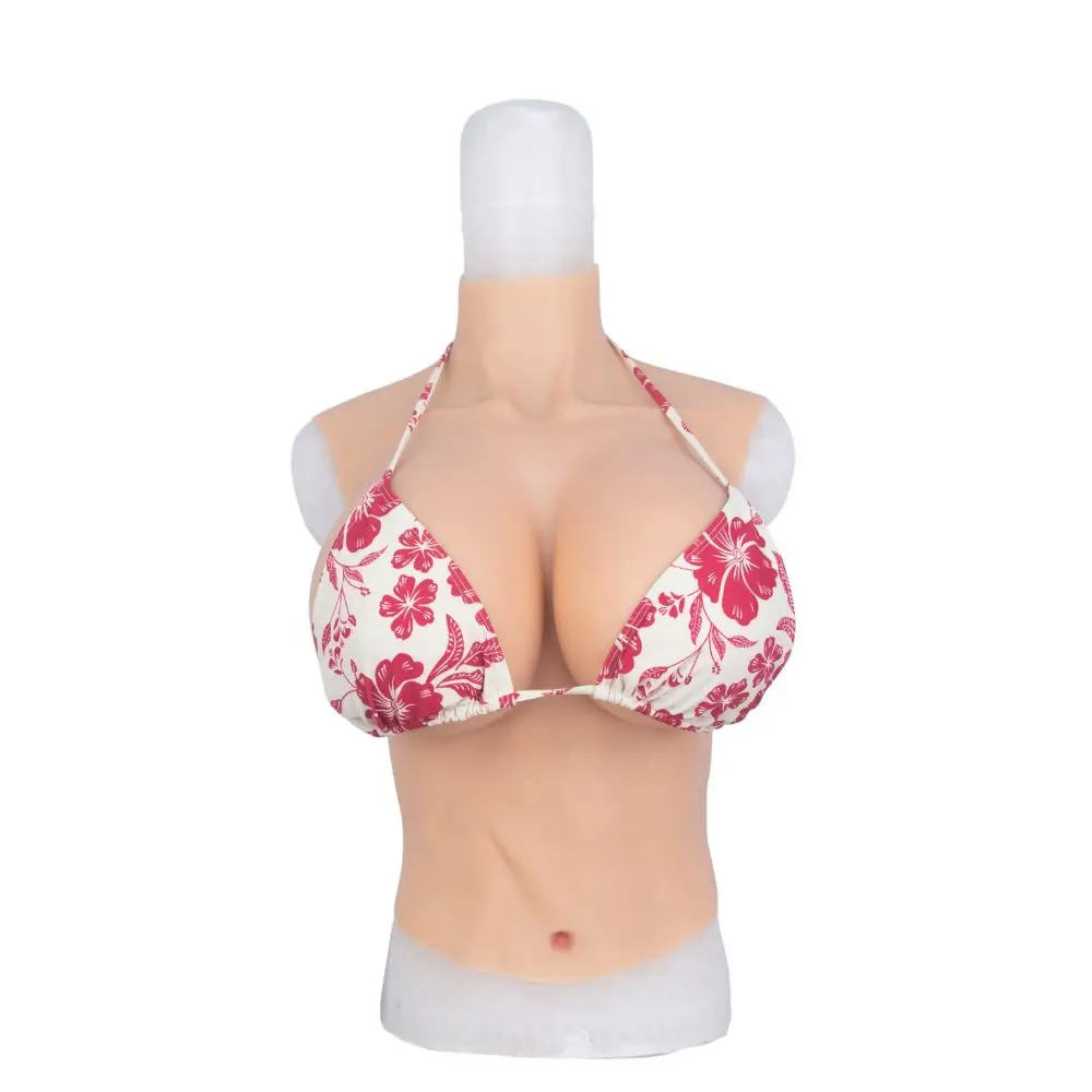 

High Neck Half Body Silicone Breast Forms with Belly Button C to G Cup Silicone Breastplate for Cosplay Crossdressing
