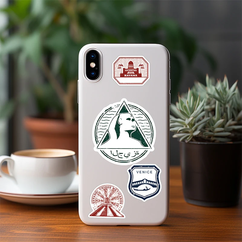 50 قطعة من ملصقات الطوابع العتيقة للسفر مناطق الريف العالمية الشهيرة ملصق معلق ديكور ملصق فينيل مقاوم للماء للأمتعة