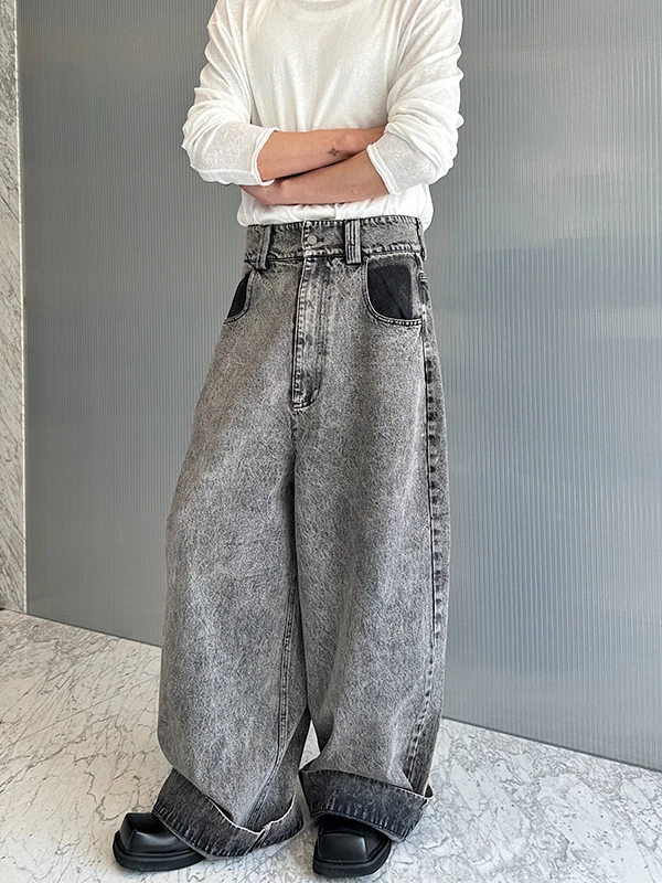 

Мужские джинсы-клеш в стиле ретро, осенне-зимние, из плотного денима, удлиненные, повседневные, прямого кроя, хлопковые брюки