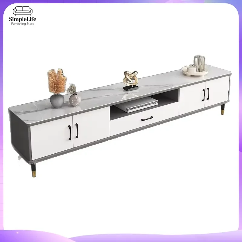 Modern TV Cabinet for Small Apartment Living Room Floor Standing Simple Light Luxury Coffee Table Combination TV Stand with