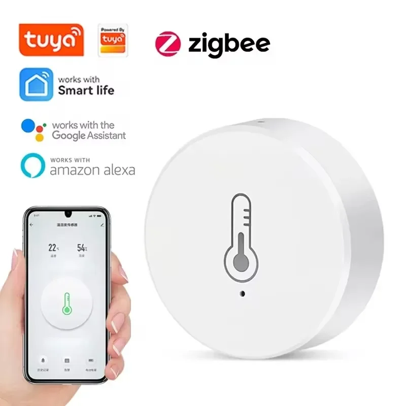 Tuya Zigbee Temperature and Humidity Sensor Indoor Baby Room Thermometer Hygrometer Monitoring APP Remote Control Volce Control