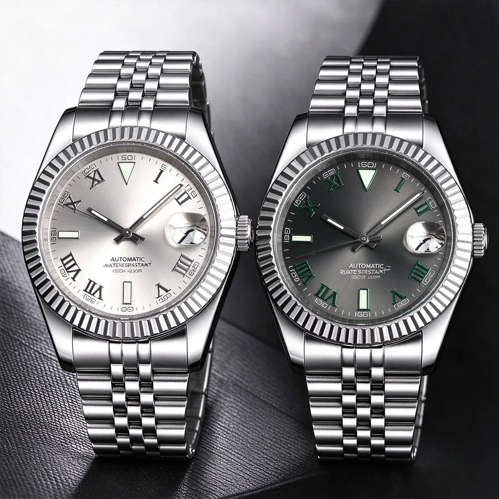 Tandorio 36mm/39mm Sapphire Glass 200M Waterproof Sunburst Dial Automatic Asia2824/Miyota8215 Movement Men Watch Steel Bracelet