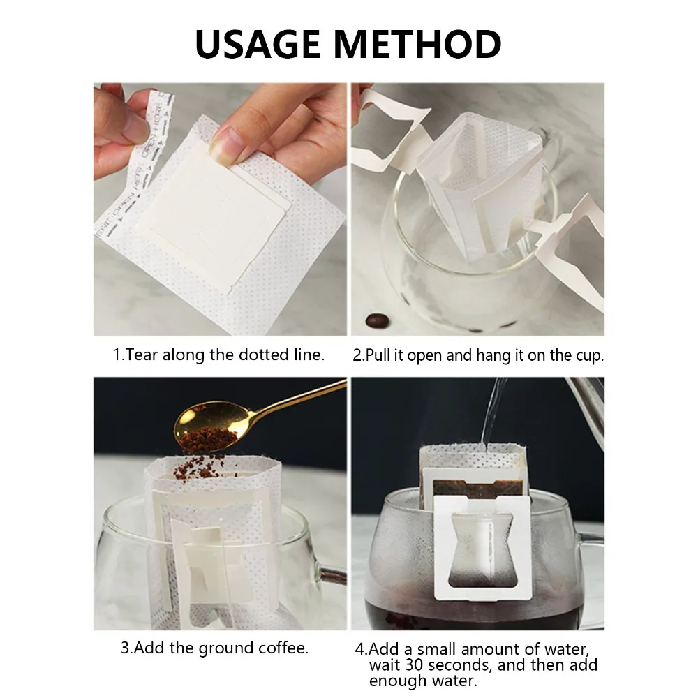 50pcs set 50 Count Coffee Filter Bags Disposable Hanging Ear Design Single Serve Coffee Filters Single Serve Mess-Free Fast Brew