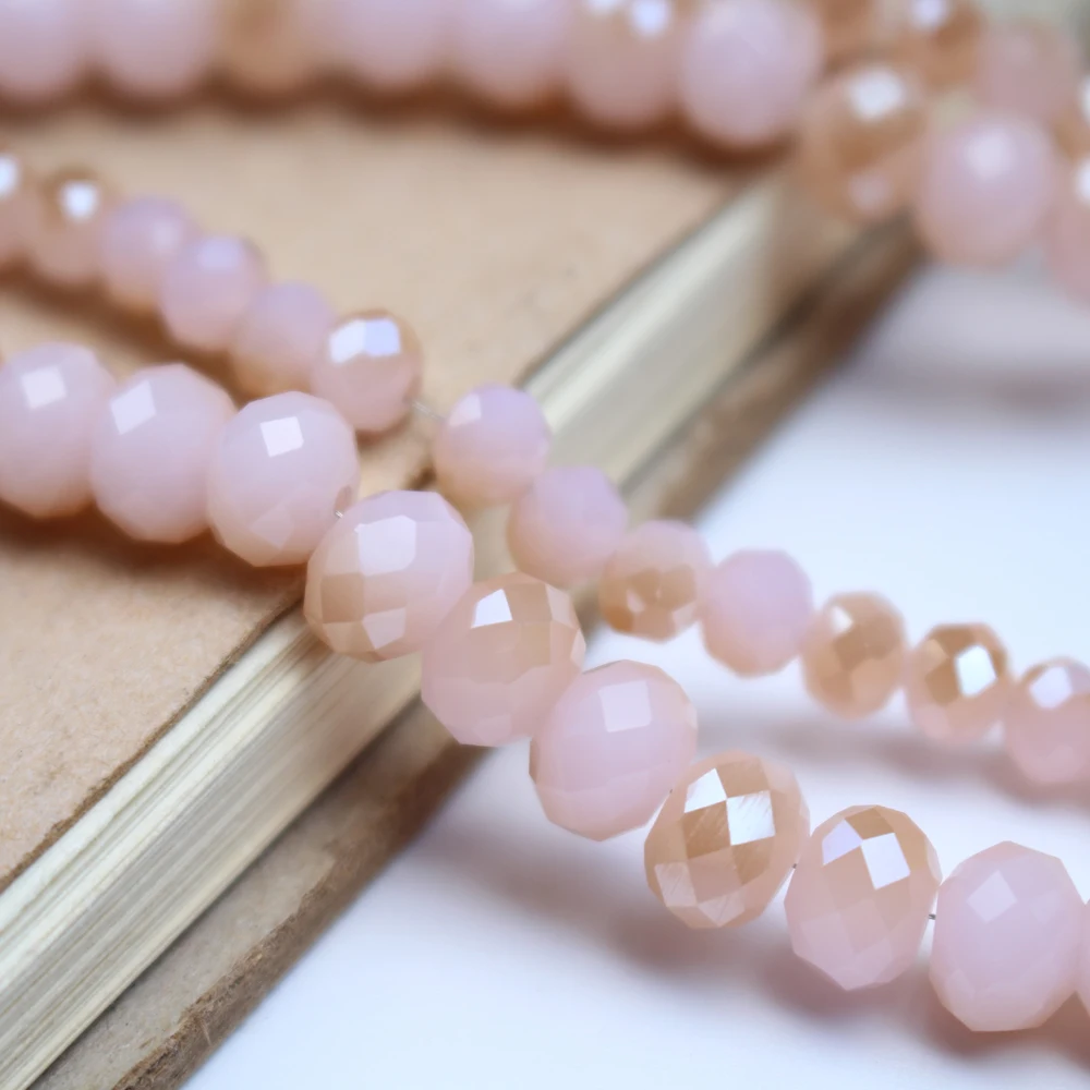 6mm Glass Crystal Beads Pink Brown Color Rondelle Loose Faceted Fashion Crystals Bead for Jewelry Bracelet Necklace Earring DIY