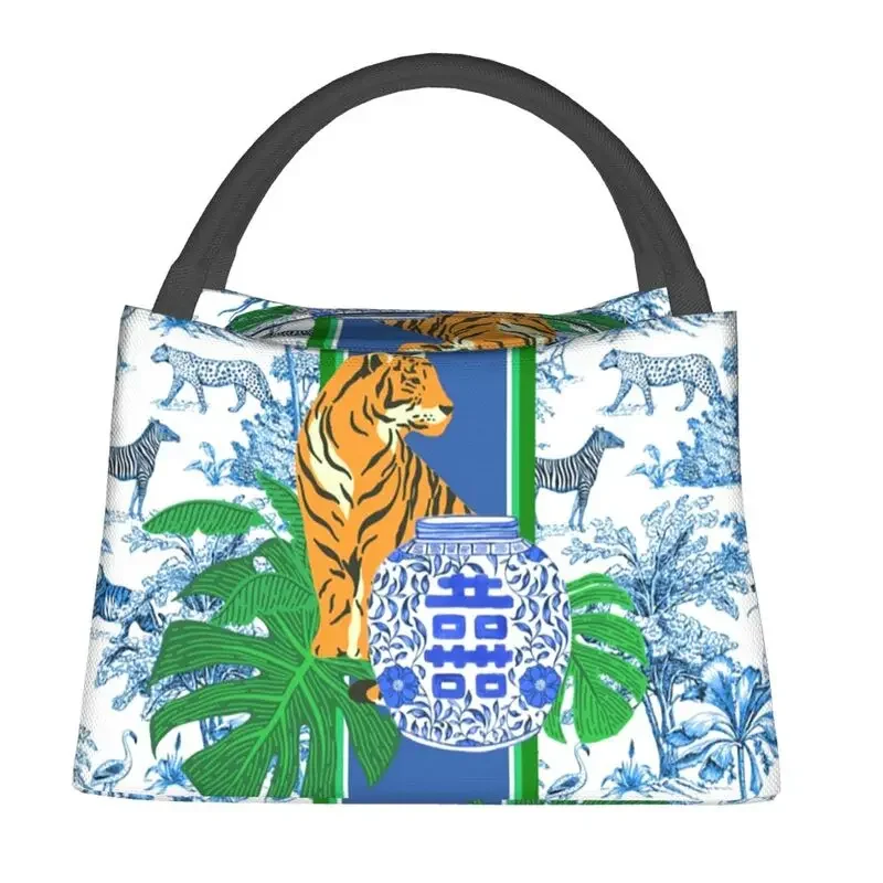 Tiger Chinoiserie Ginger Jar Insulated Lunch Bag for Camping Travel Porcelain Resuable Thermal Cooler  Box Women image 2
