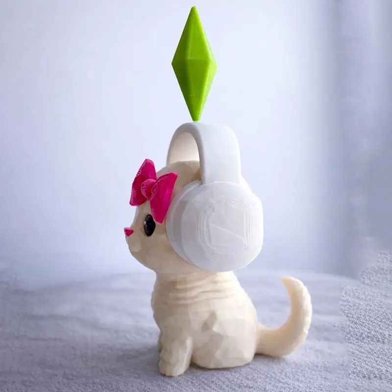 C 1pc new Miyin Dancing Cat Statue Wearing Headphones 3D Printed Cat Ornament Home Office Decor Car Decoration Party Gift