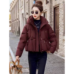 Women's Coat Long Sleeve Thicken Warm Loose Clothing Female Short 90% White Duck Down Fashion Hooded Lightweight Outwear