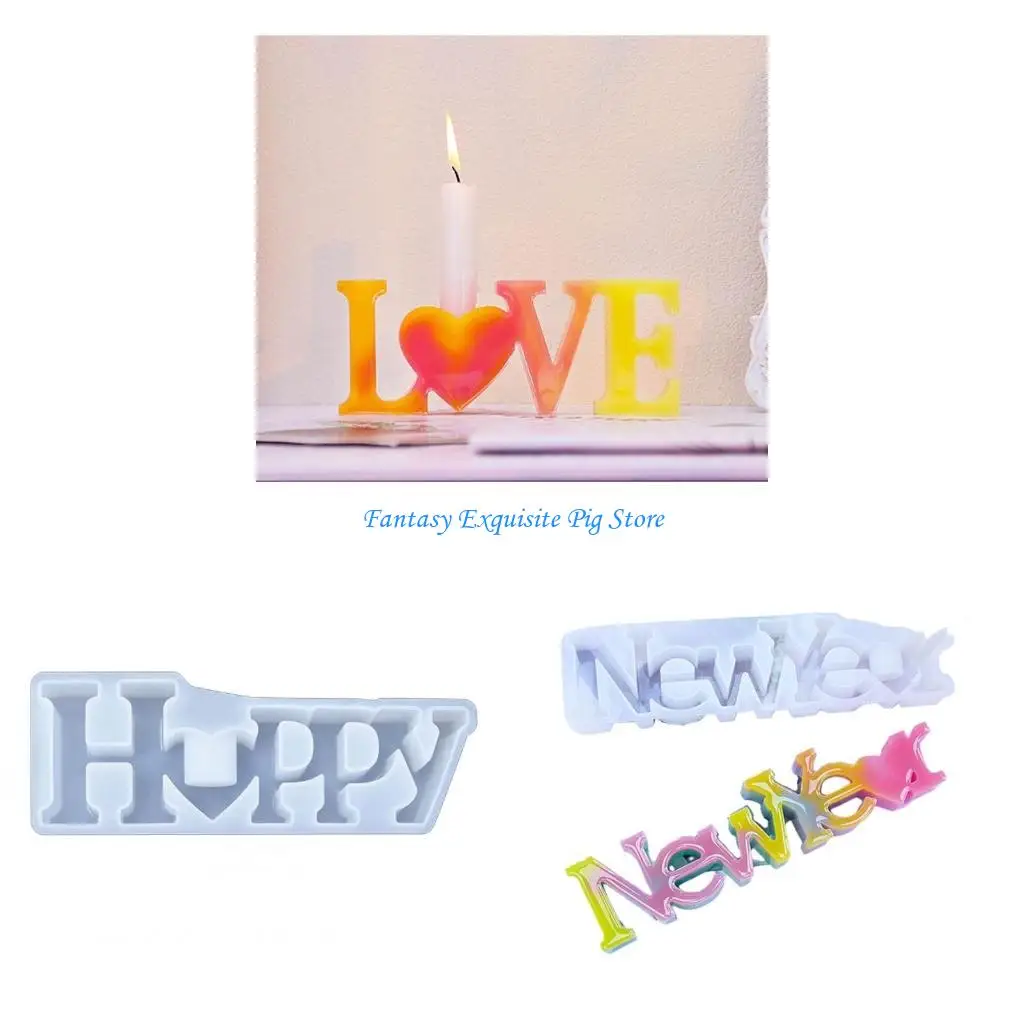 

Candlestick Silicone Mold Love New Year Resin Molds Holder Gypsum Mold