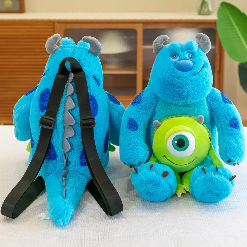 35cm Monsters University Inc Cartoon Backpack James P Sullivan Mike Wazowski Children Baby School Bag Stuffed Plush Toys Doll