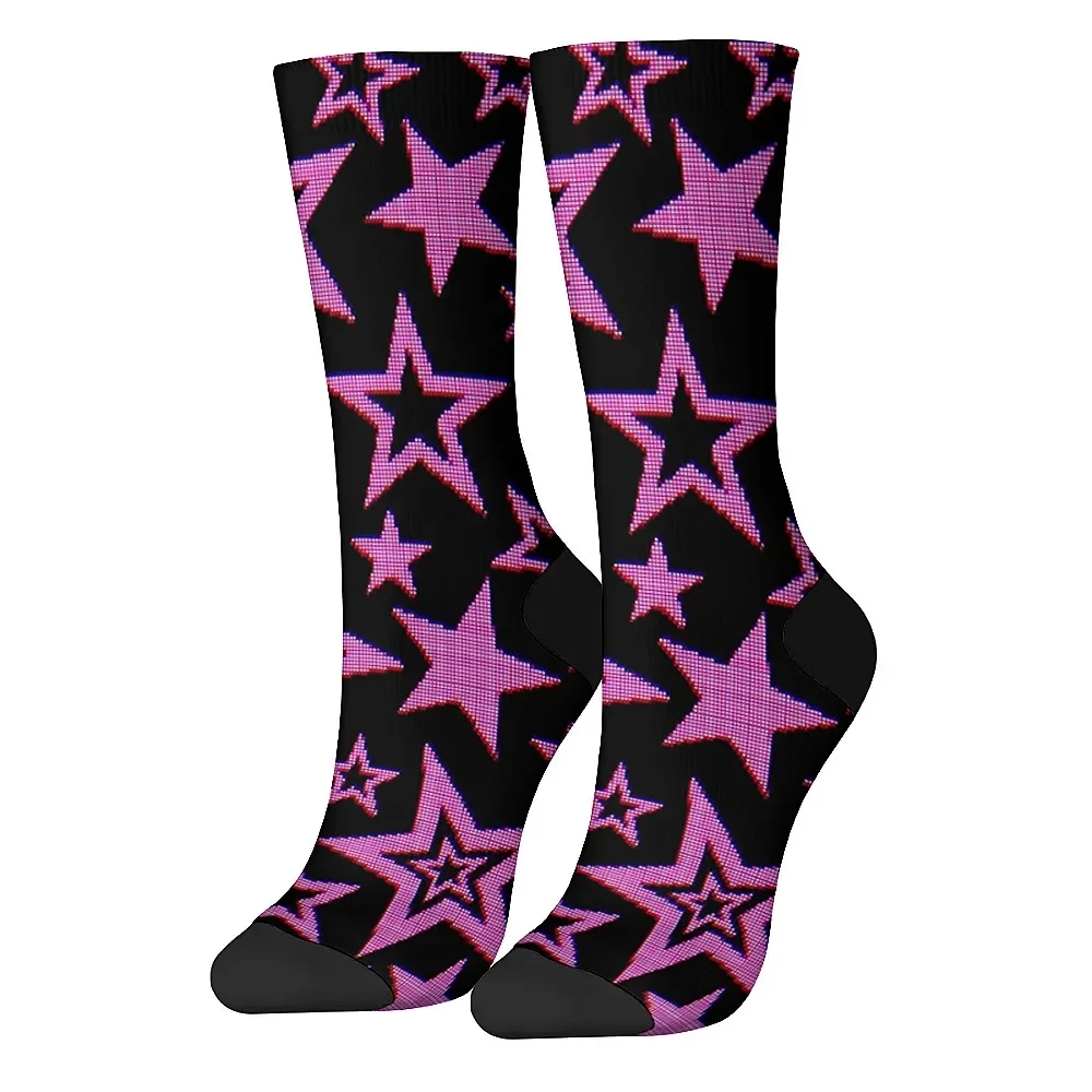 

Purple Star Pattern Midtube Socks Hiphop and Cute Versatile Style Breathable and Warm Perfect Gift