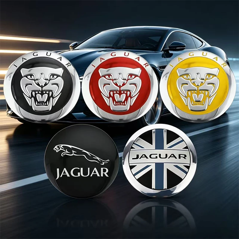 4 unidades de pegatinas para tapas centrales de llanta con emblema de coche para Jaguar X-Type S-Type XFR X XE XF XJ F-Type F-Pace E-Pace I-Pace