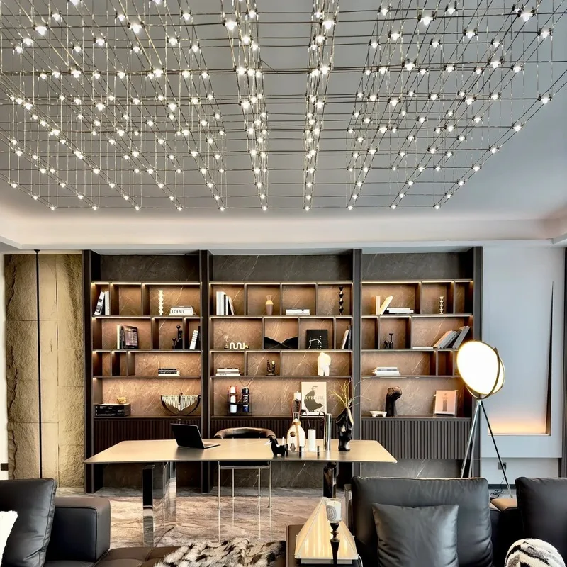 New style living room chandelier with a high-end feel, starry sky and firefly light cube design, popular on social media, Italia