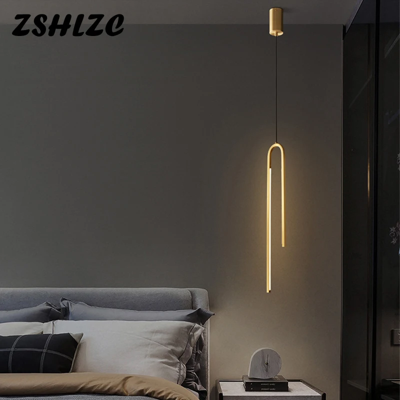 

Simple Modern Led Pendant Light Copper Light Fixtures Home Pendant Lamp for Bedside Light Bedroom Living room Dining room Lamps