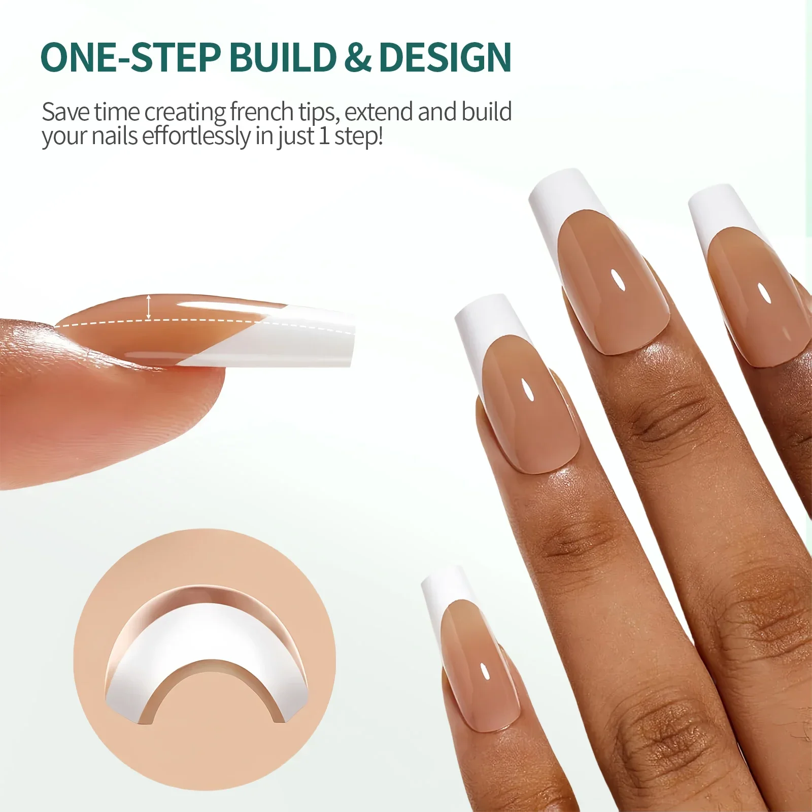 Nailpop French Tip Press on Nails 14 dimensioni Forma media Pre-francese Punte per unghie in gel morbido Ultra Fit Copertura completa Unghie finte 140 pezzi