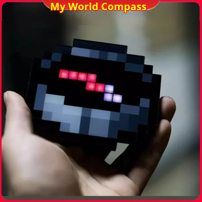 

Rechargeable MC Pixel Compass Keychain - 3D Magnetic Oscillating Pointer for Gaming Decor Kids Gifts Backpack Charms