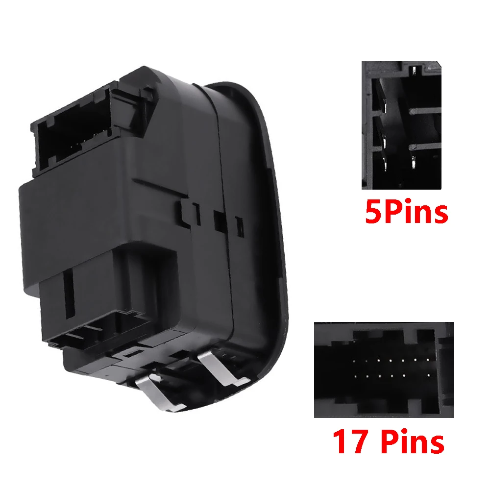 6554.WA لبيجو 206 306 مفتاح نافذة الطاقة الكهربائية الجديد للسائق الأمامي الأيسر مع 5 + 17 دبابيس باللون الأسود