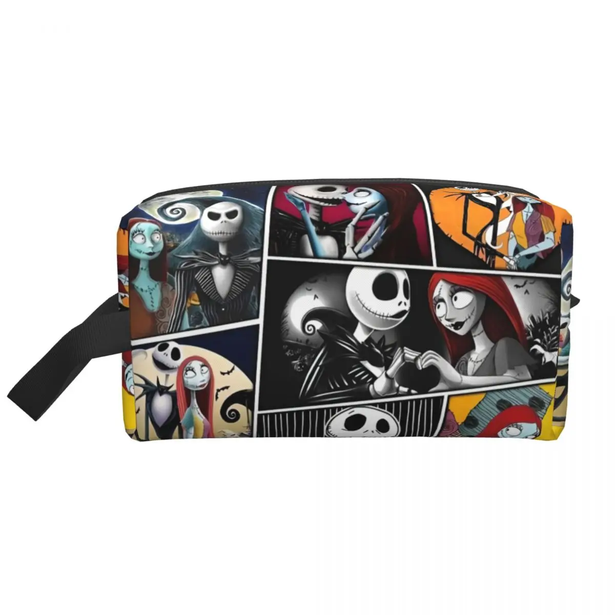 Niestandardowe Halloween Jack Skellington kolaż kosmetyczka dla kobiet podróżny organizer na kosmetyki Kawaii przechowywanie kosmetyczek