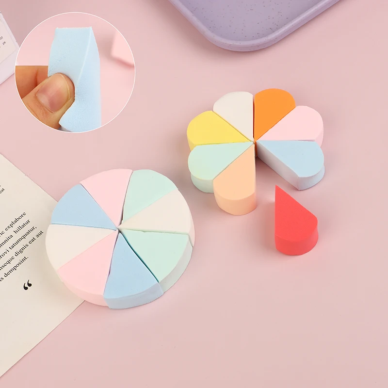 8pcs Puff Cleansing Wash Face Makeup Esponja Makeup Sponge Triangle Shaped Candy Color Soft Magic Face Cleaning Cosmetic