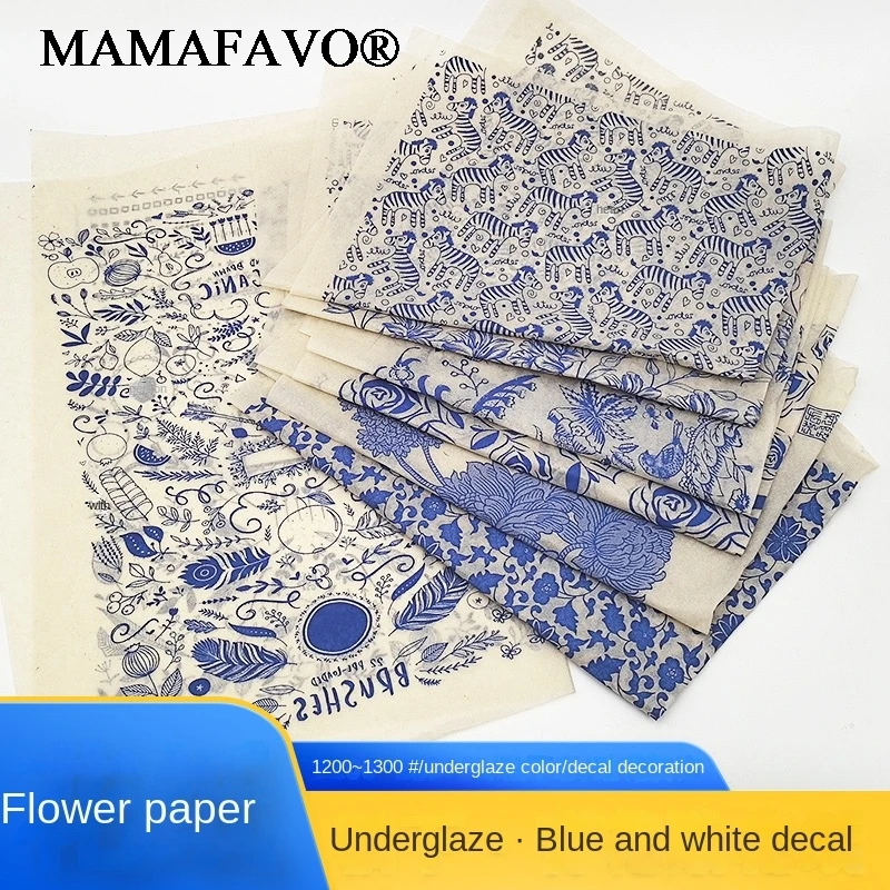 1PCS New Creative Ceramic Decals Blue and White Porcelain Ceramics Clay Transfer Paper DIY Pottery Handicrafts Coloring Tool