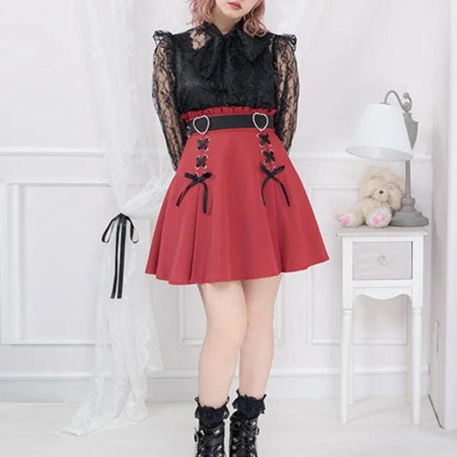 [Olmee] In Stock Jirai Kei Skirt Japanese Cute Mine Style Dress Red Black Pink Kawaii y2k Oversize Plus Size Kawaii Sweet Girly