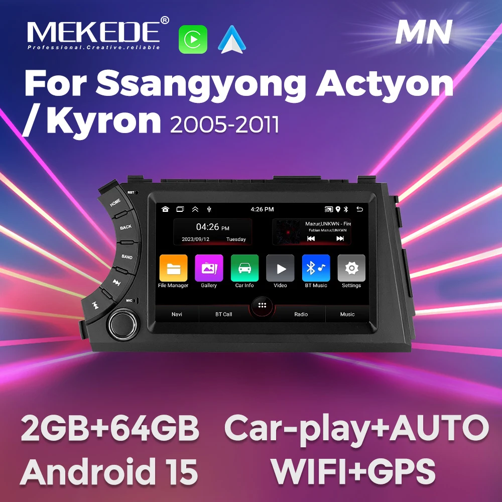 MEKEDE Carplay Auto Radio Für Ssang yong Ssangyong Actyon Kyron 2005-2011 Android Auto Stereo IPS Bildschirm WIFI GPS 7 "Navigation