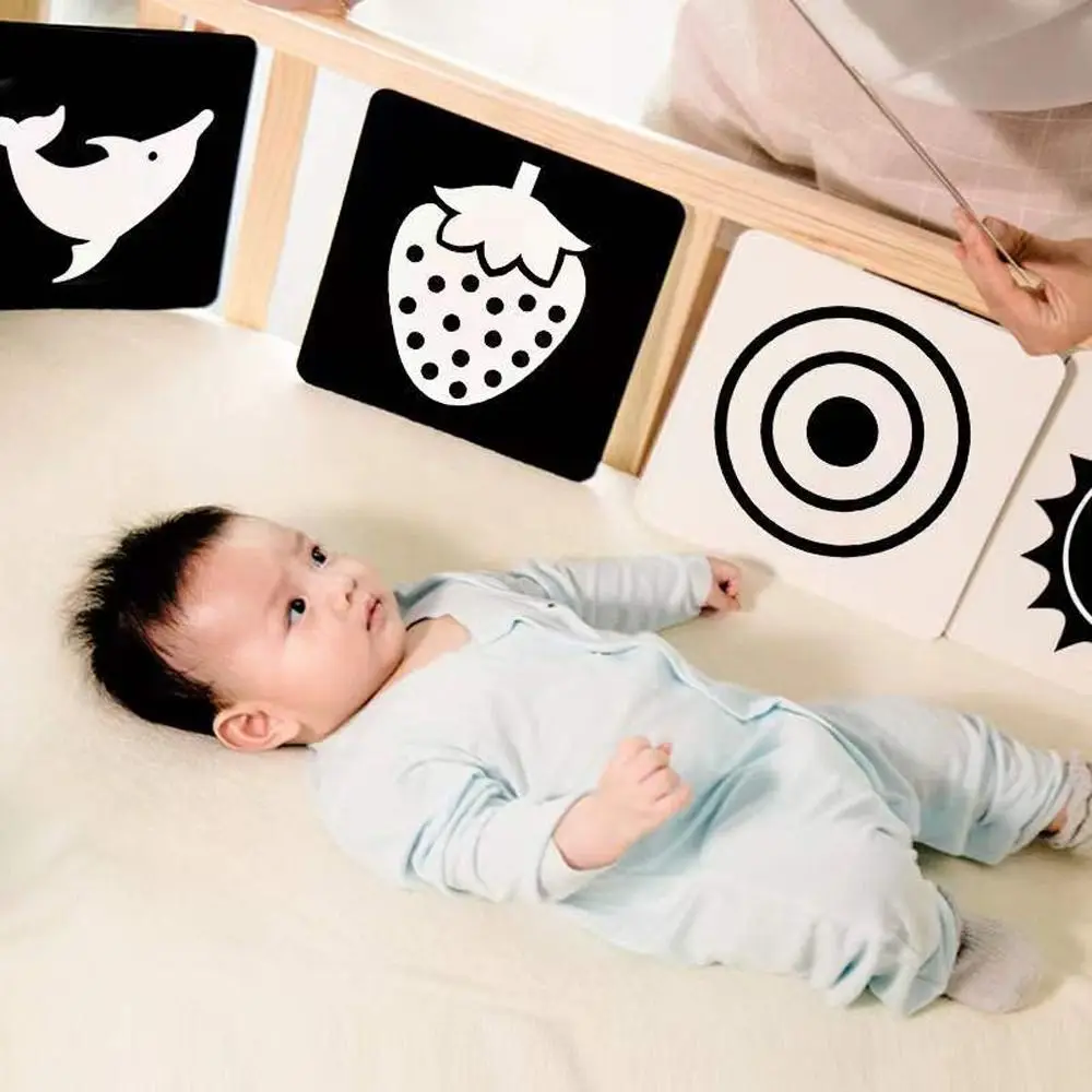 Food Cards Kids Gift High Contrast Visual Cards Early Education Toy Baby Visual Stimulation Card Black White Flash Cards