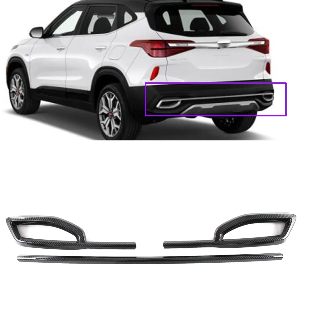 

For Kia Seltos 2019 2020 Carbon Fiber ABS Rear Lower Bumper Cover Trim Strip Anti-scratch Protection Foglight Bezel Cover Trims