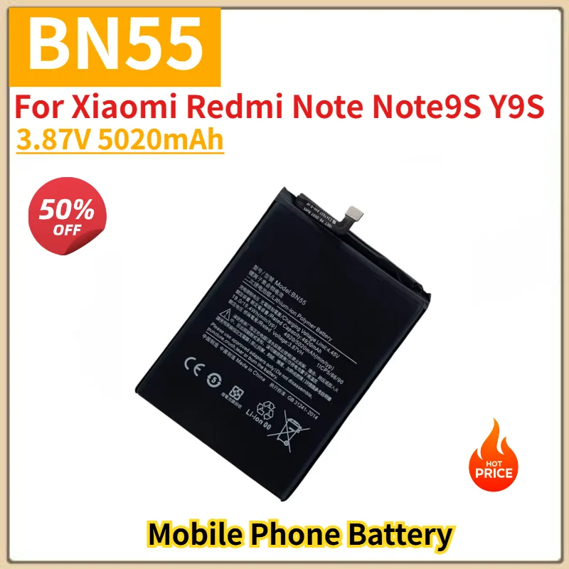 BN55 Battery 3.87V 5020mAh for Xiaomi Redmi Note Note9S Y9S Mobile Phone High Quality Replacement Battery