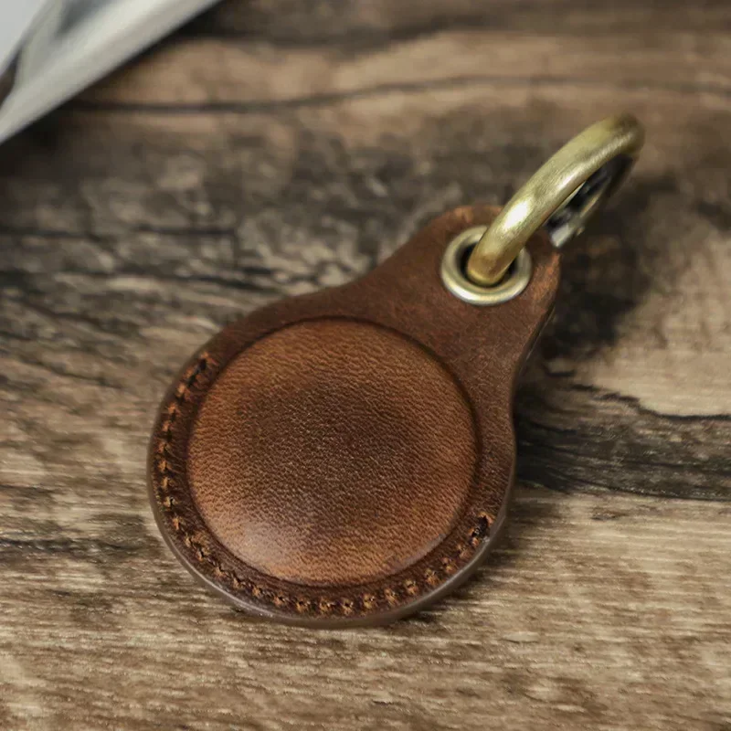 

Leather Key Ring For Airtag Case Locator Tracker Anti-lost Device Keychain Holder Cover For Airtag Accessories