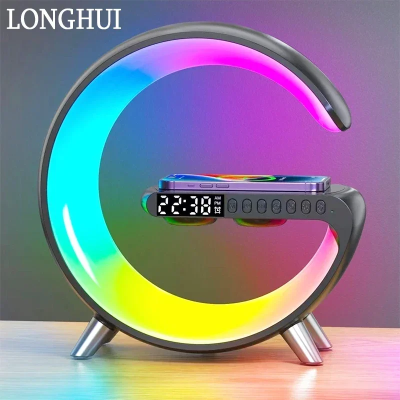 

Digital Alarm Clock LED Clocks Moon Atmosphere Lamp Night Lights Speaker RGB App Control Clocks Wireless Charger Bedroom Clocks