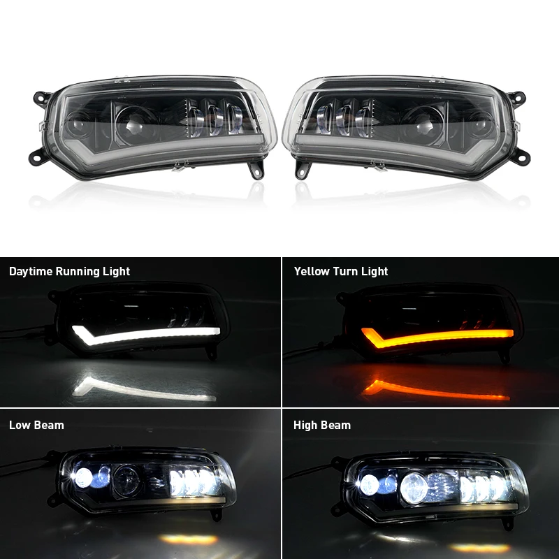 Plug and Play LED Replacement Headlight Assembly with DRL & Turn Signal for Can-Am Spyder