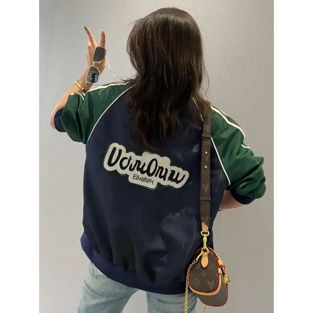 

Women's European Casual Loose Baseball Suit Coat Short Sports Jacket Top Spring Autumn New Small Fit