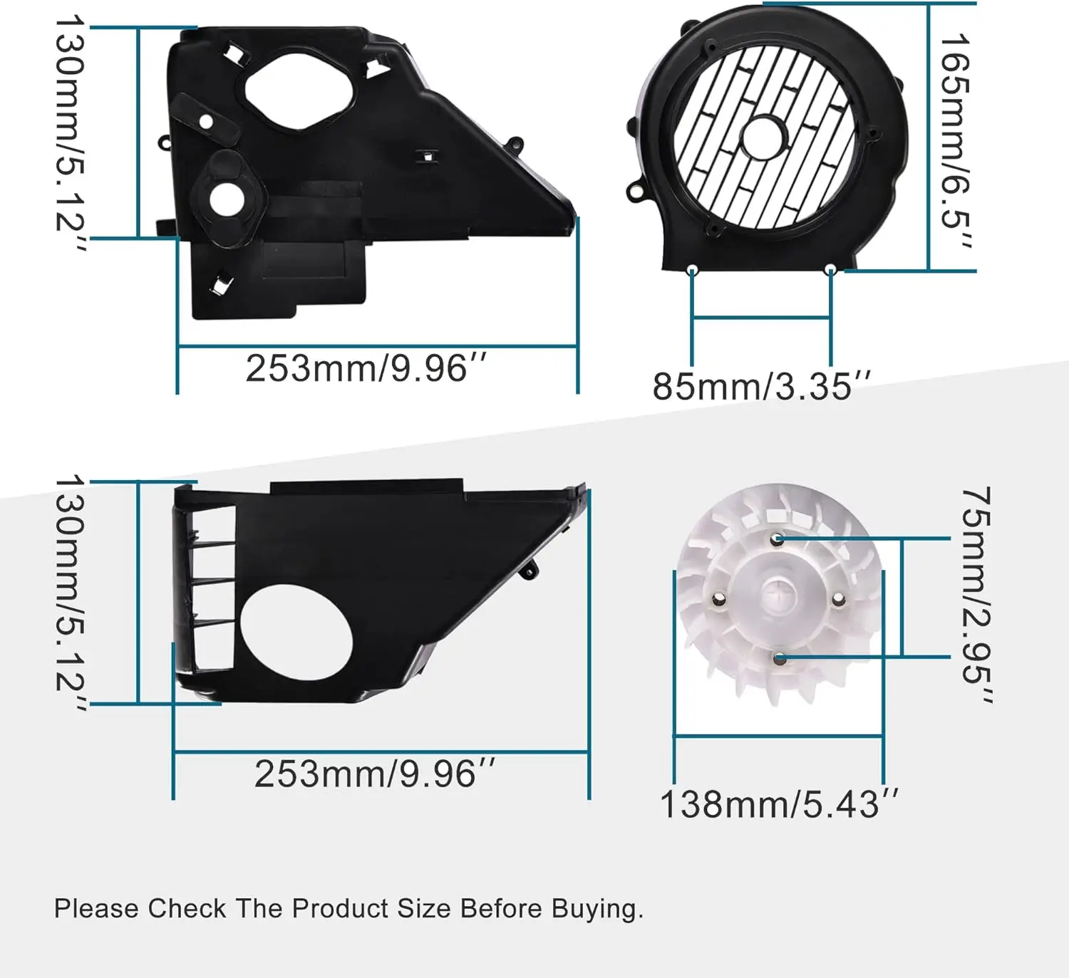 Air Director Cooling Fan Cover Assembly for GY6 125cc 150cc ATV Quad 4 Wheeler Go Kart Moped Scooter