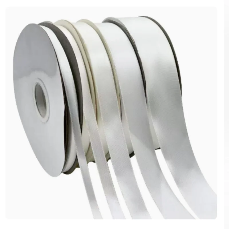 High Quality 6/10/12/15/20/25/32/38/50mm White Silk Satin Ribbon Wedding Party Decorative Ribbon Gift Wrap DIY Handmade Material